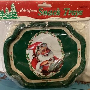 Vintage Martin MetalGreen Santa Snack Trays (2) still in original packaging